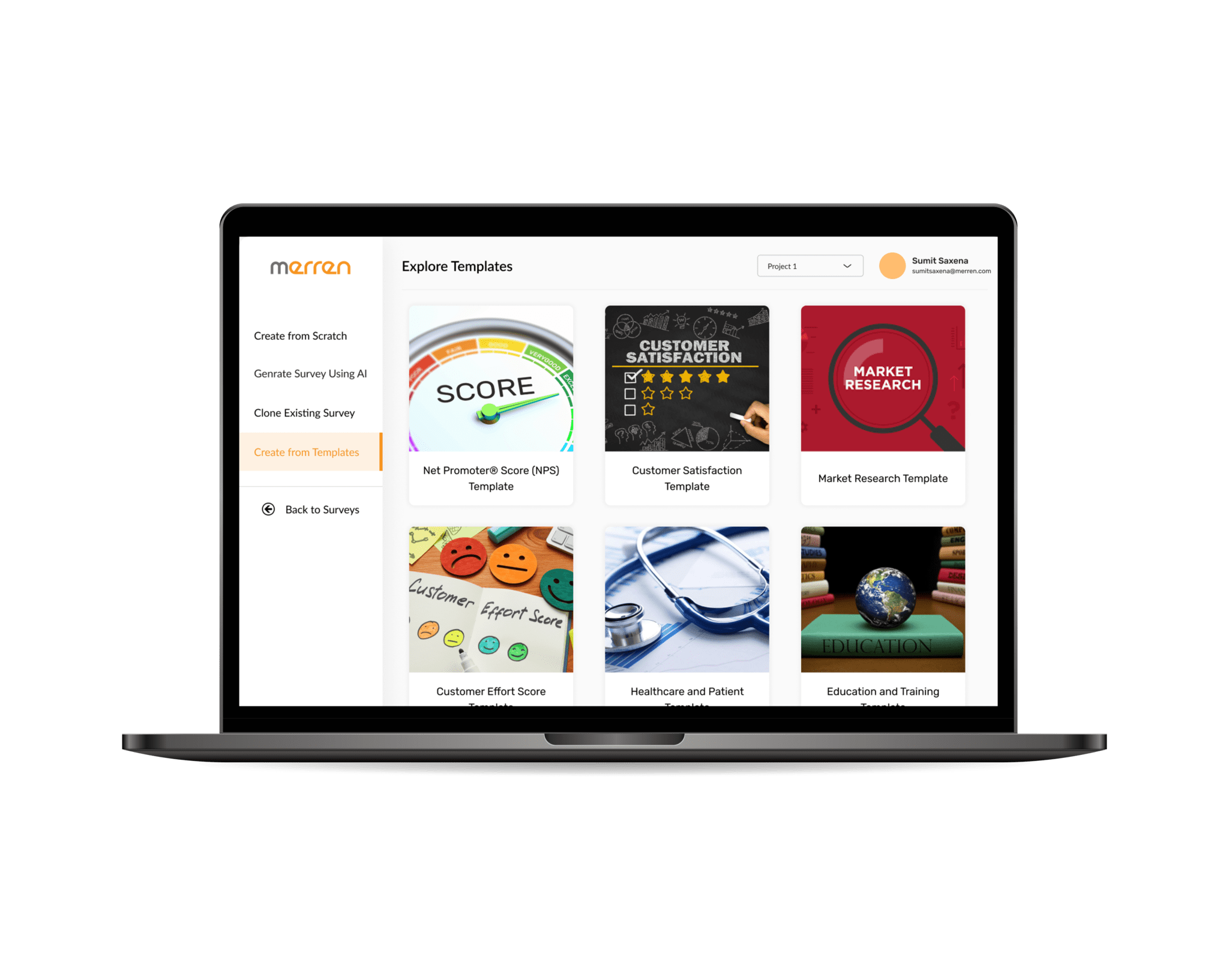 Survey templates for various industries.